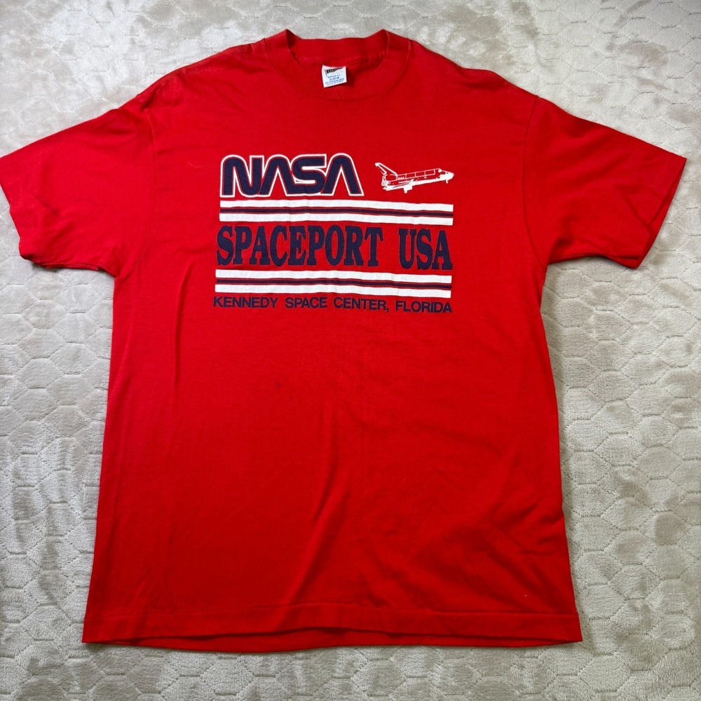 VTG 80s NASA Spaceport Kennedy Space Center Florida Shirt Sz XL Trench Tag